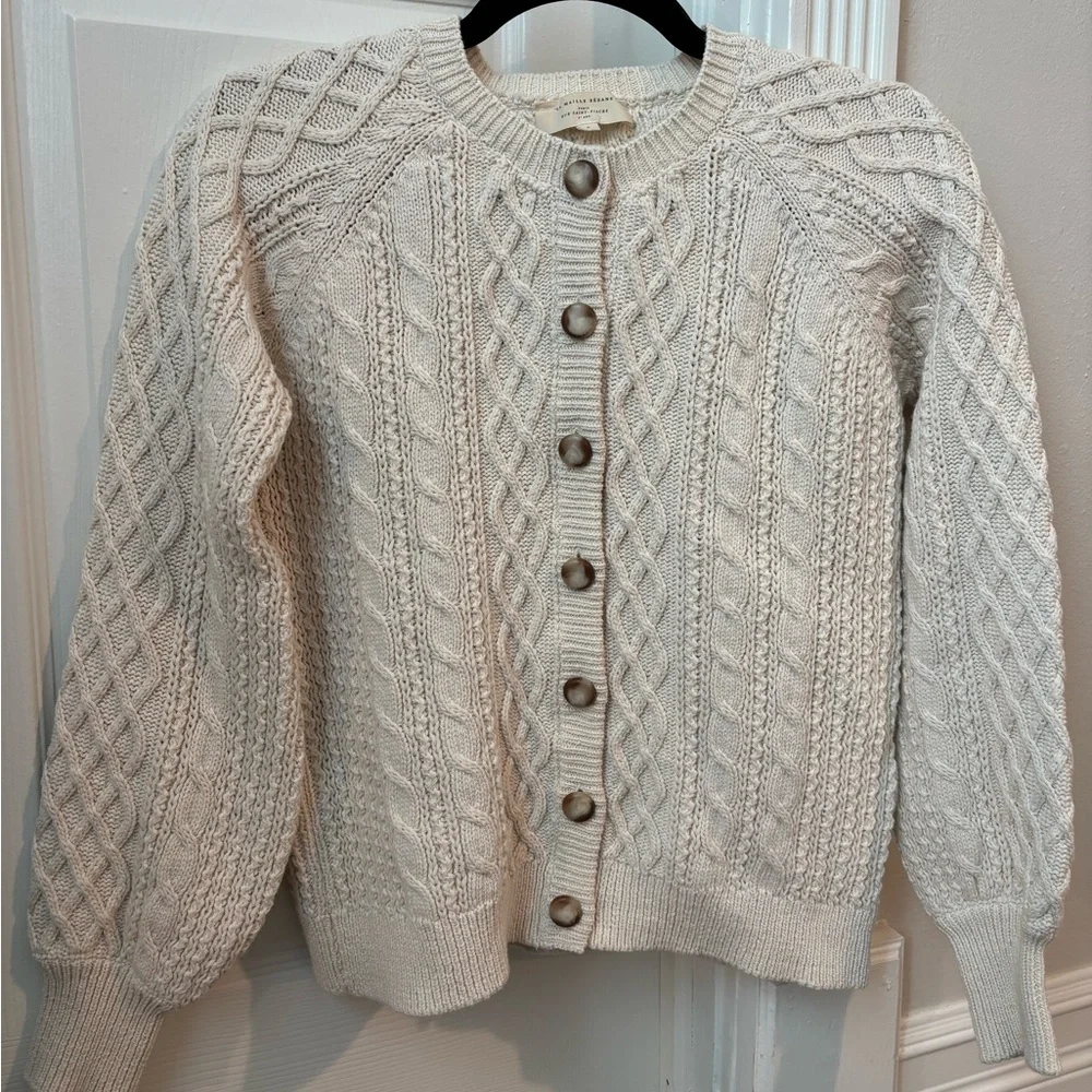 Sezane Cream Cable Knit Cardigan - Picture 5 of 6